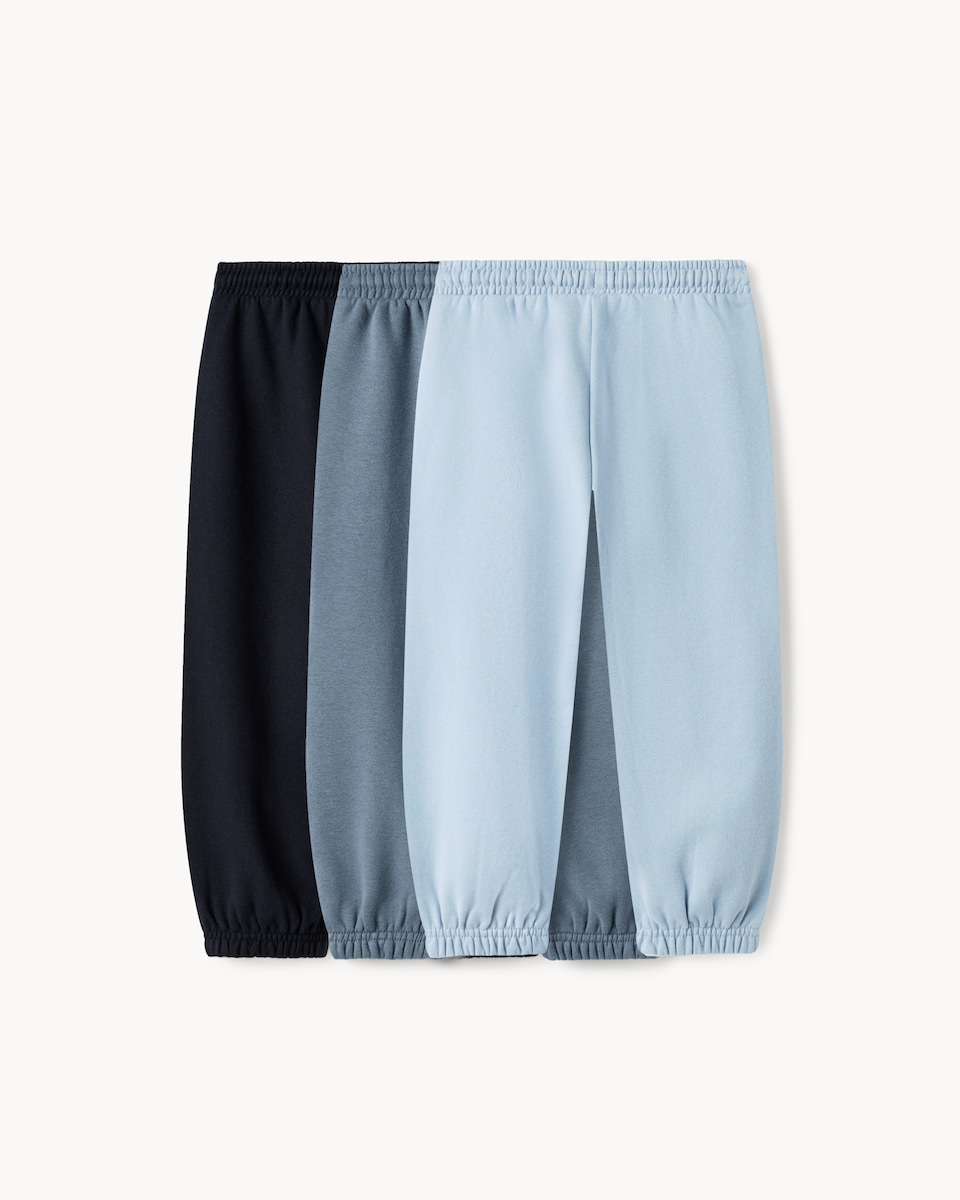 image 1 of F&F Boys 3-Pack Cotton Rich Cuffed Joggers in Blue