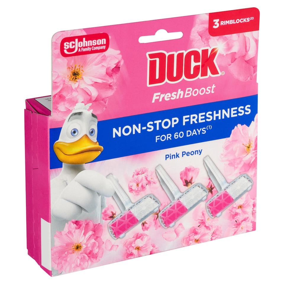 image 1 of Duck Fresh Boost Pink Peony Hanging Toilet Cleaner 3 x 16 g (48 g)