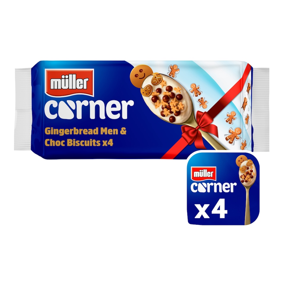 image 1 of Muller Corner Yogurt Gingerbread Men & Choc Balls 4x124g