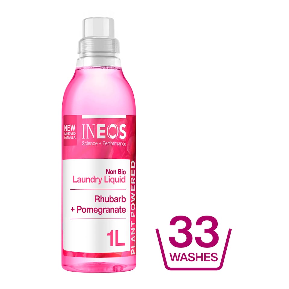 image 1 of Ineos Non Bio Laundry Liquid - Rhubarb & Pomegranate 33 Washes 1L
