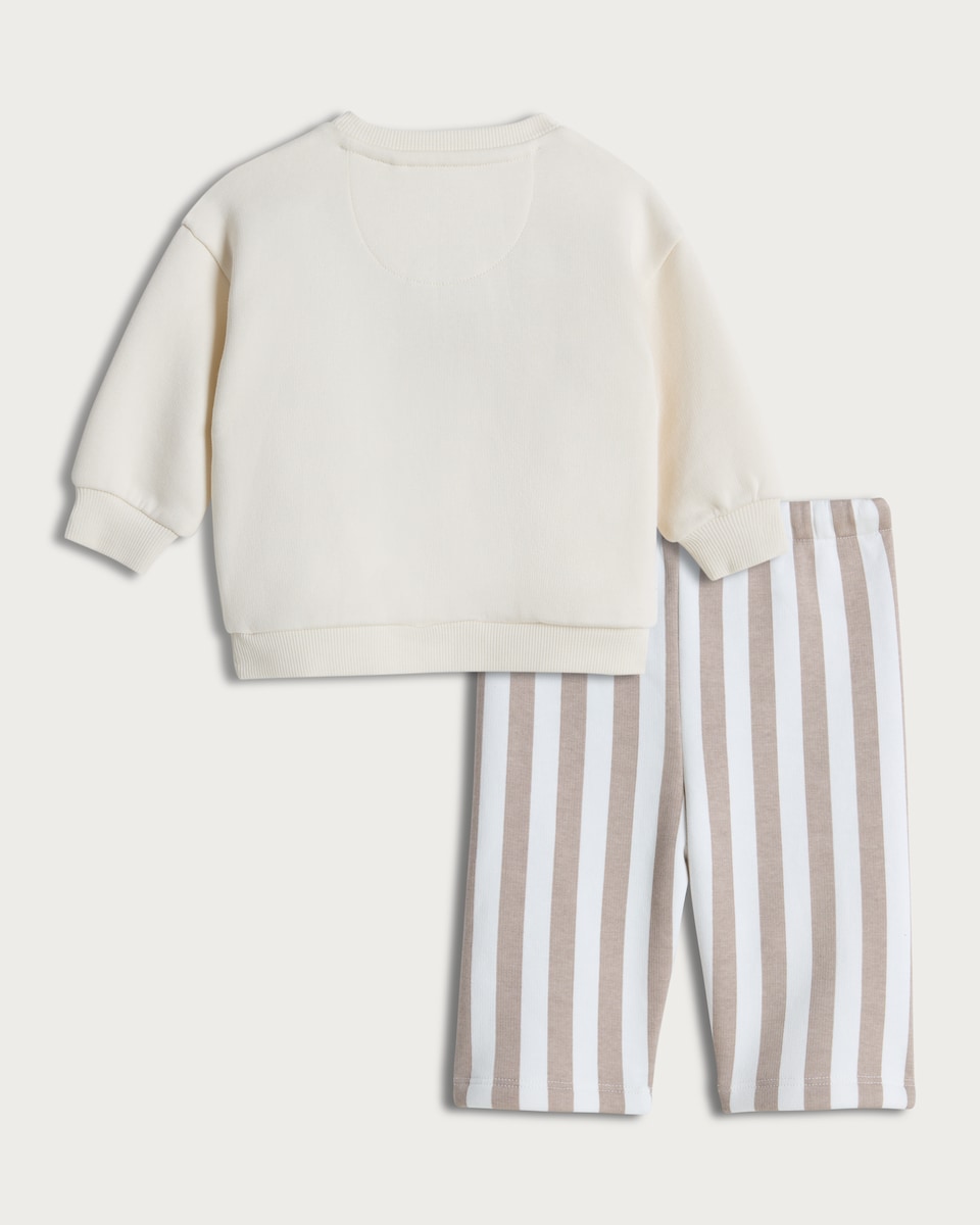 image 1 of F&F Baby 2-Piece Cotton Rich Bear Sweatshirt and Joggers Set in Neutral