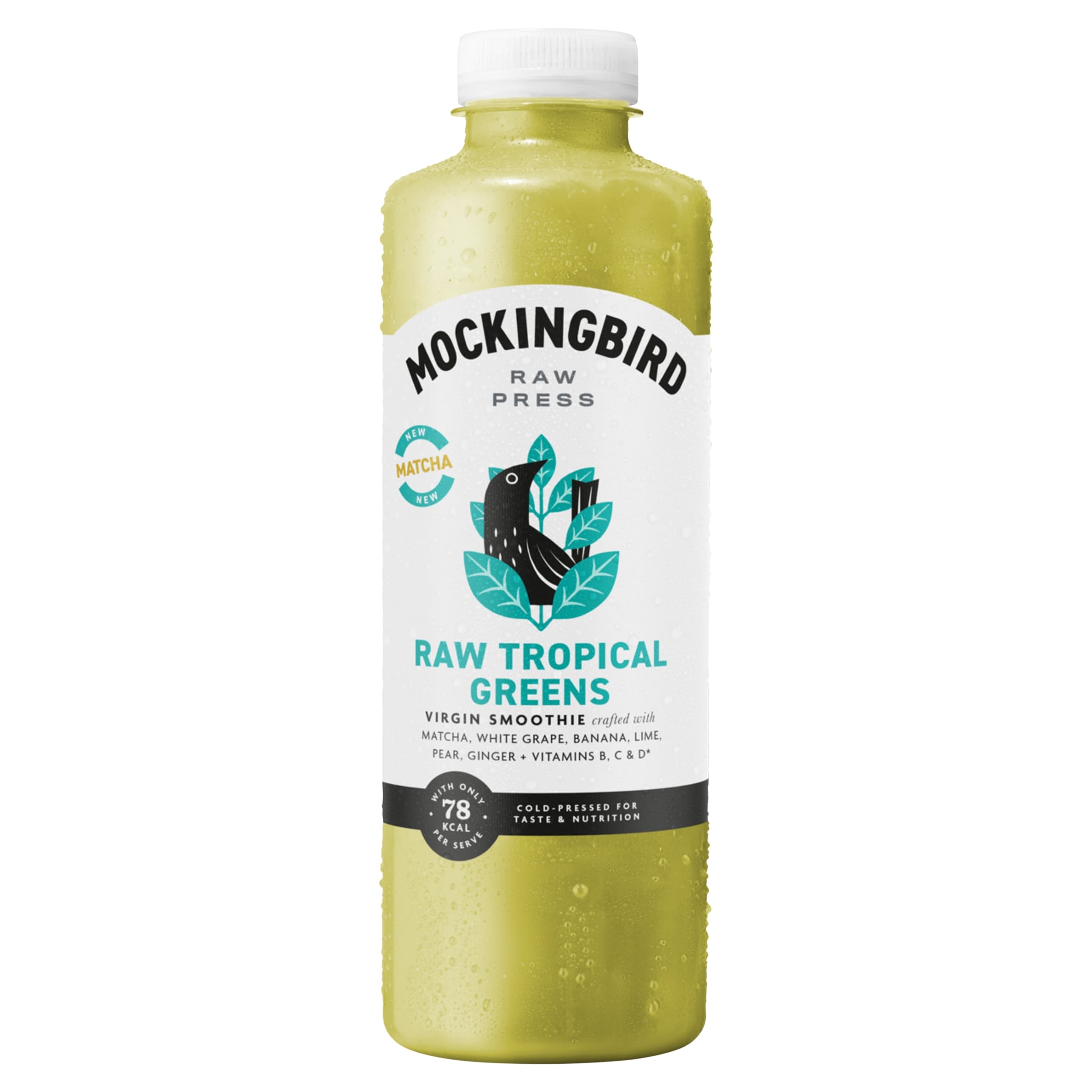 Mockingbird Raw Tropical Greens, Cucumber, White Grape, Pear, Ginger with Vitamins 750ml