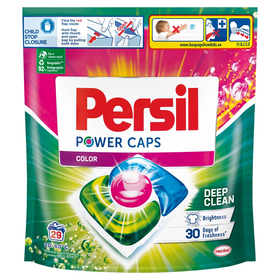 PERSIL prací kapsle Power-Caps Deep Clean Color Doypack 29 praní, 406g