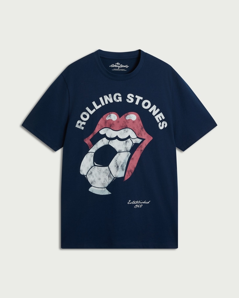 Rolling Stones Pure Cotton Tongue Logo T-Shirt in Navy - Tesco