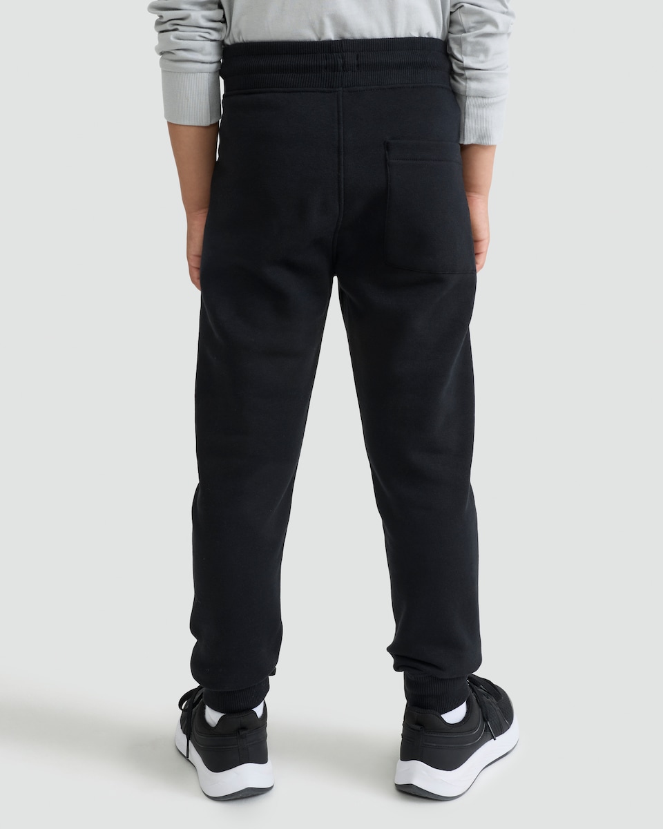 image 1 of F&F Boys Cotton Rich Zip Pocket Cuffed Drawstring Joggers in Black