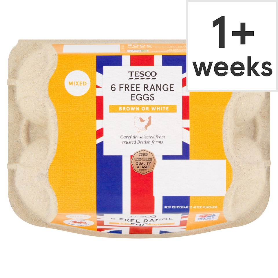 Tesco Free Range Eggs Mixed Sized 6 Pack