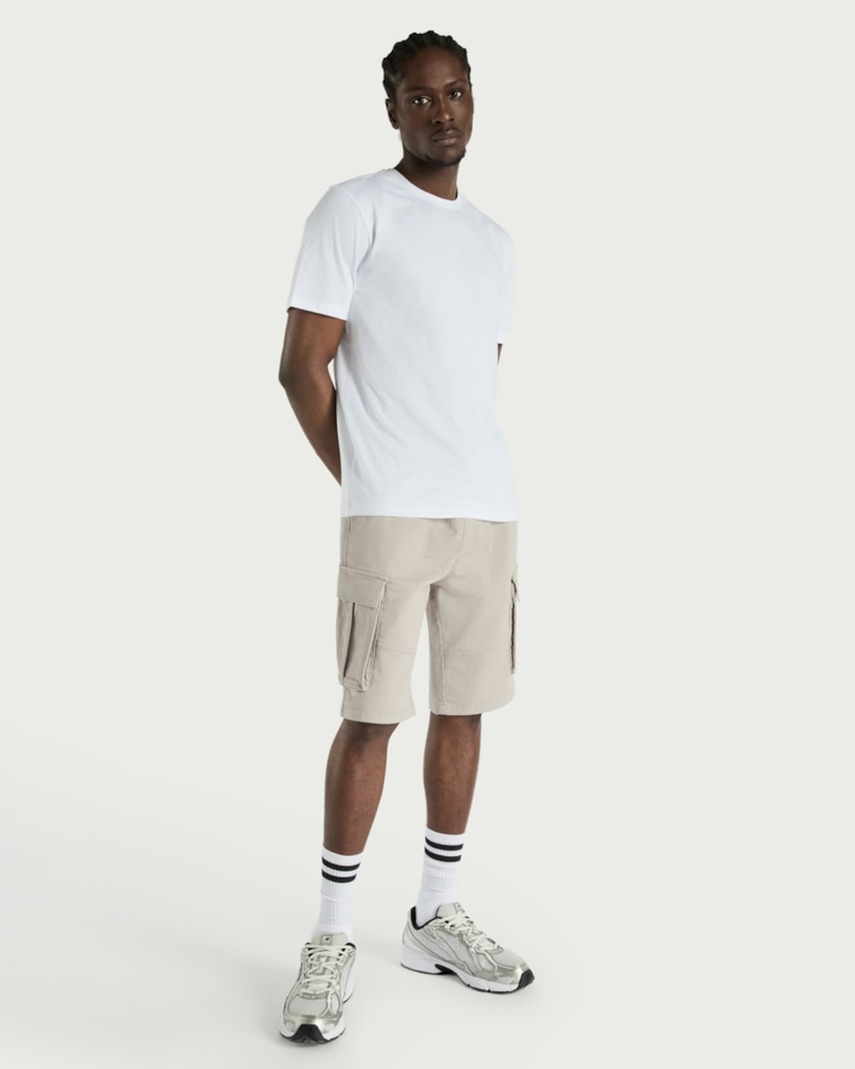 image 1 of F&F Cotton Rich Drawstring Cargo Shorts in Grey