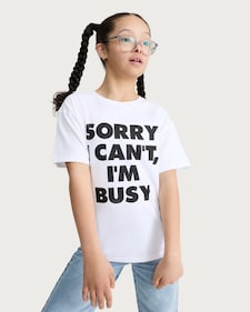 F&F Girls Pure Cotton Sorry I Can't T-Shirt in White