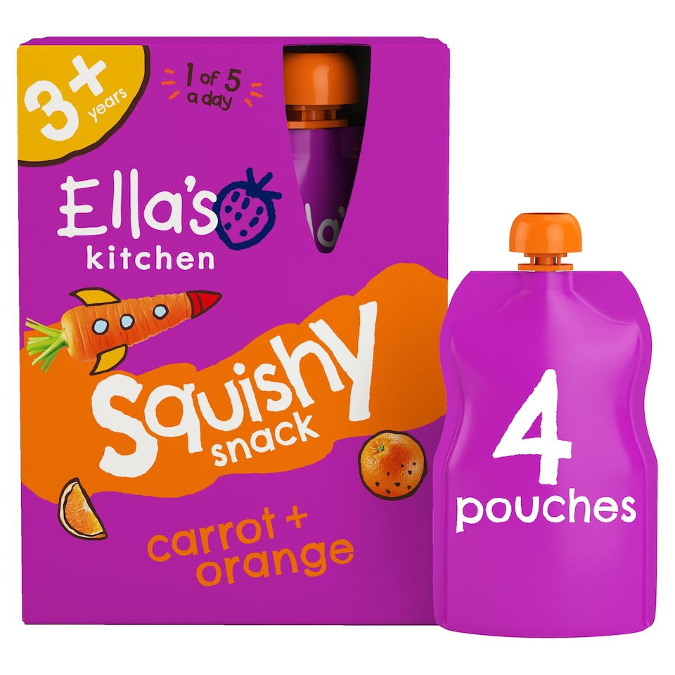 Ella's Kitchen Squishy Snack - Carrot + Orange 4 x 100g