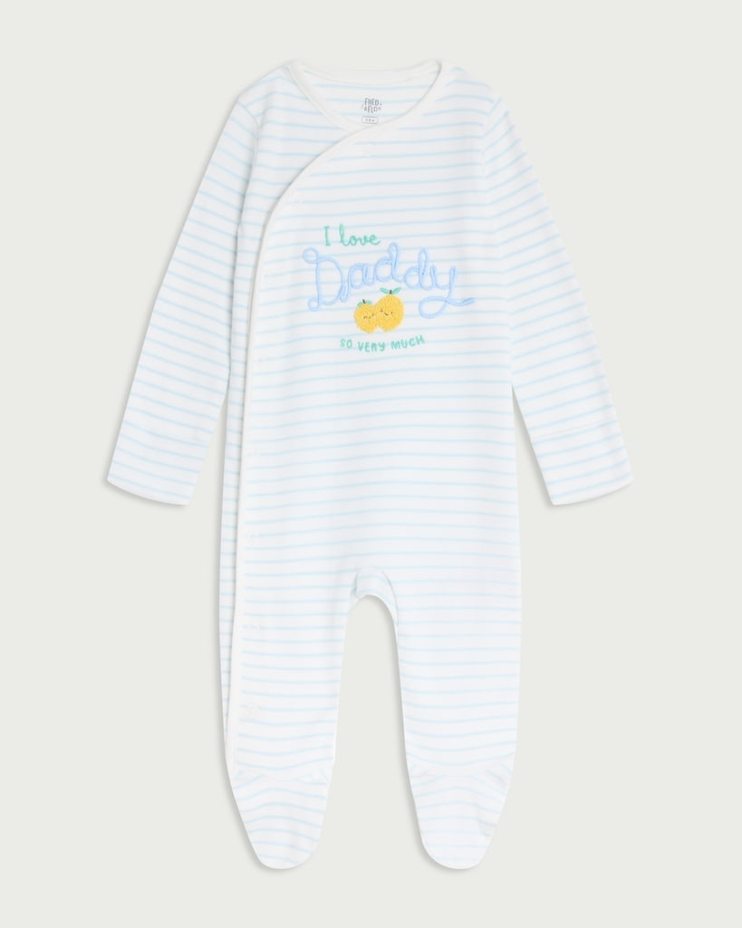 F&F Baby Pure Cotton I Love Daddy Long Sleeved Sleepsuit in White