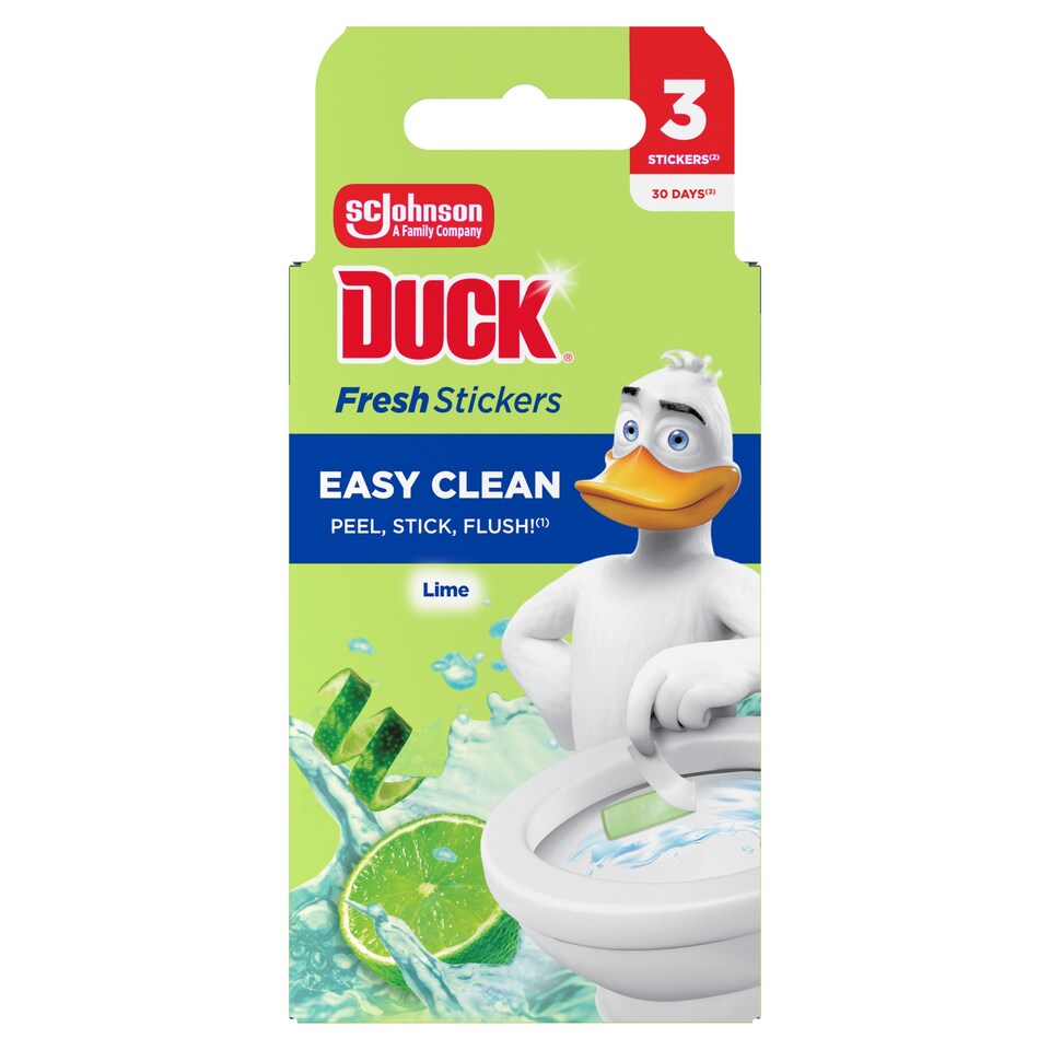 Duck Fresh Stickers Easy Clean Lime Jelly Toilet Cleaner Strip 3 x 9 g (27 g)