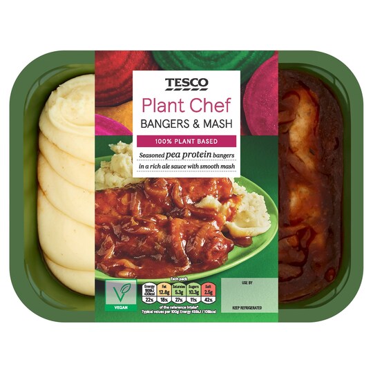 Tesco Plant Chef Bangers & Mash 425G Tesco Groceries