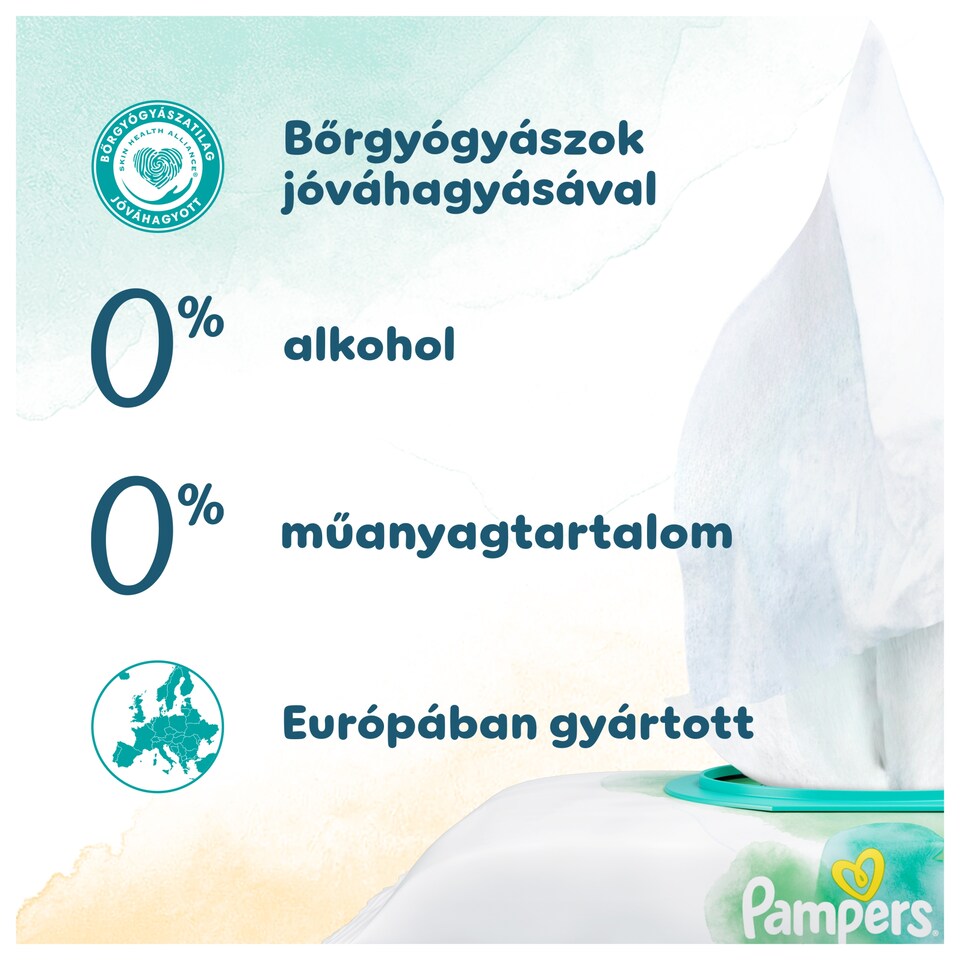 Pampers Harmonie Protect & Care Nedves Törlőkendő, 4 Csomag = 176 db Törlőkendő  1. kép
