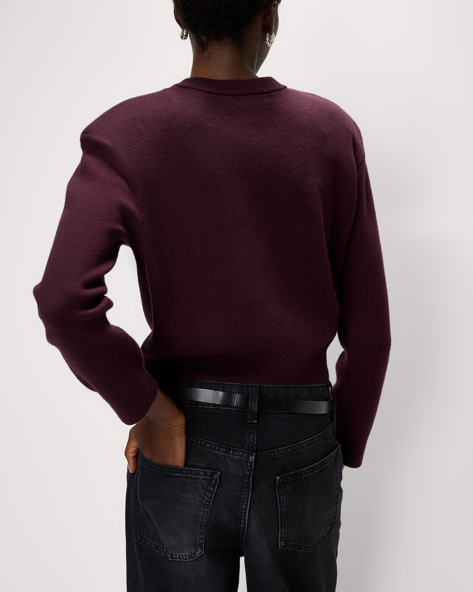 image 1 of F&F Crew Neck Jumper in Burgundy