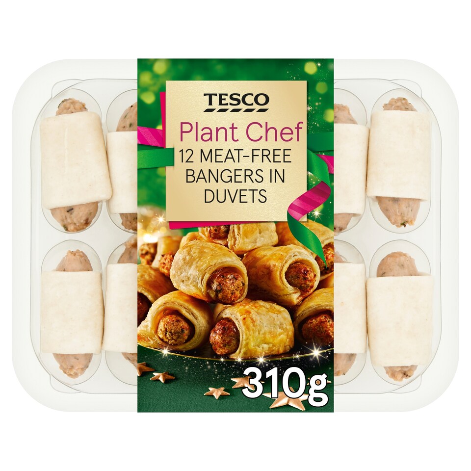 Tesco Plant Chef 12 Meat Free Bangers in Duvets 310g