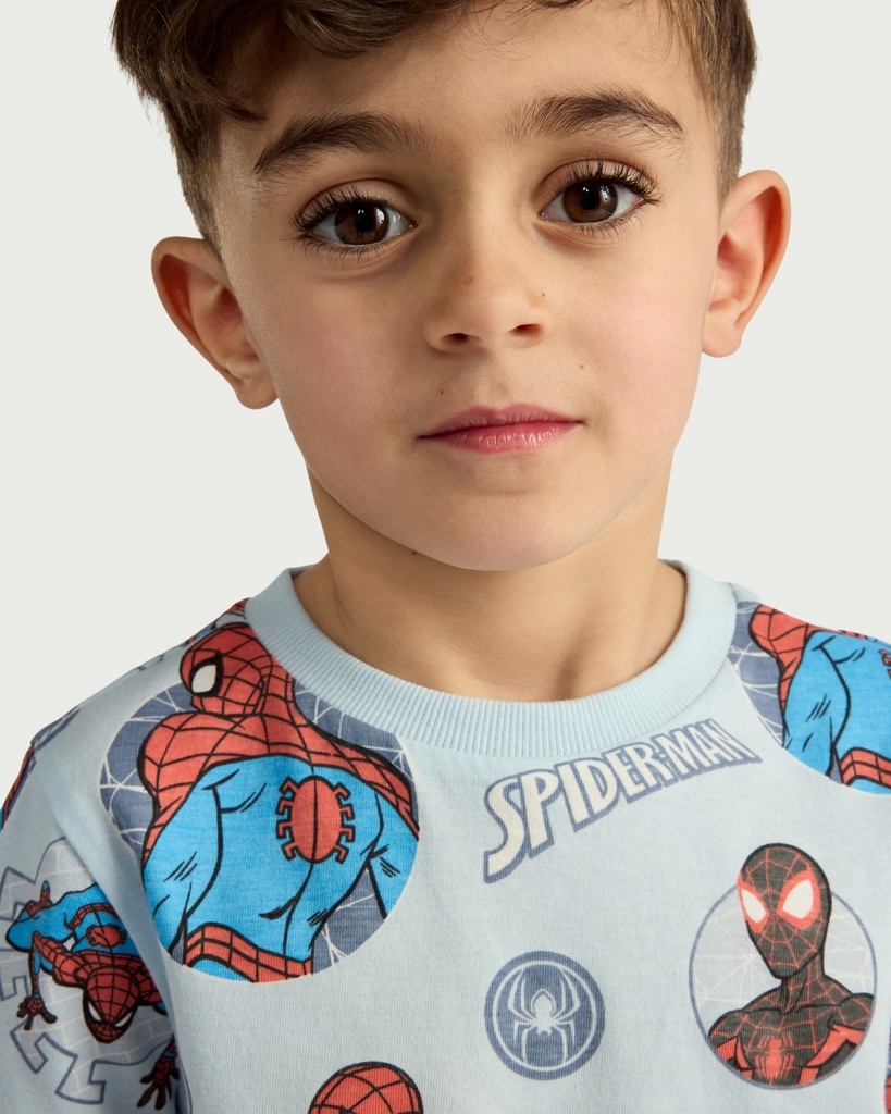 Marvel Spider-Man Print Pure Cotton T-Shirt in Blue