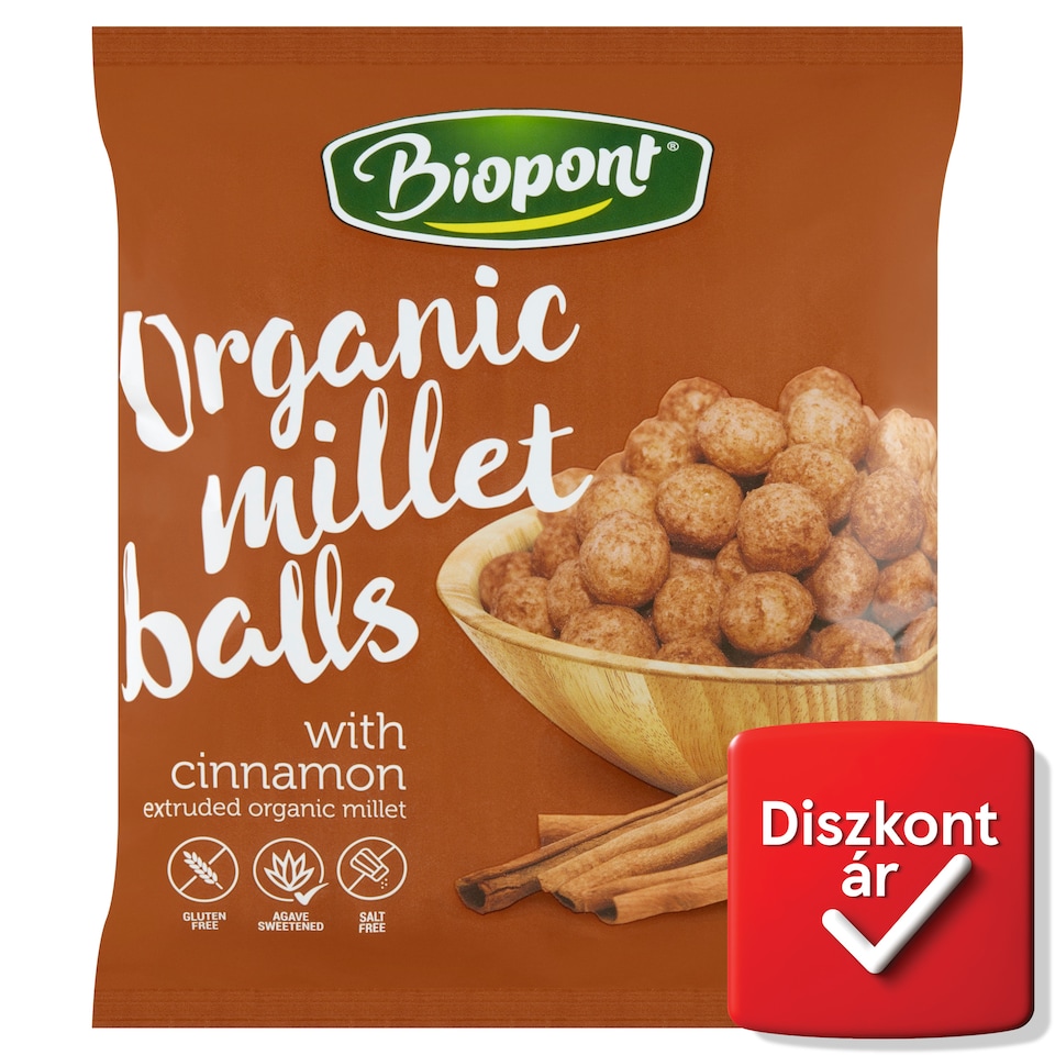 Biopont bio gluténmentes fahéjas kölesgolyó 60 g  1. kép