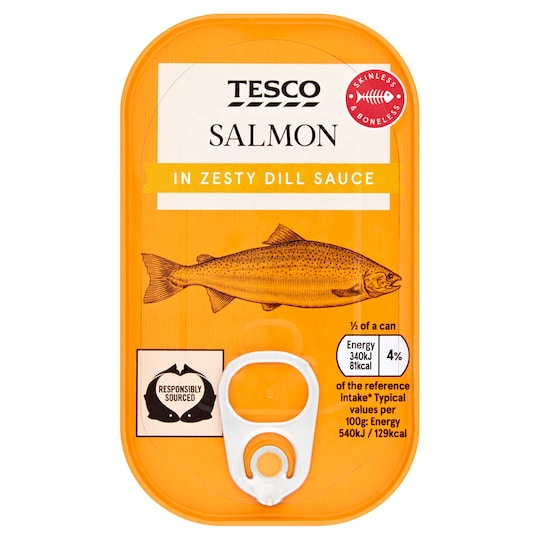 Tesco Skinless & Boneless Salmon In Zesty Dill Sauce 125G Tesco Groceries