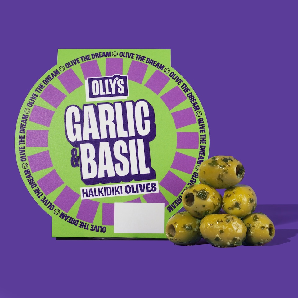 image 1 of Olly's Garlic & Basil Halkidiki Olives 200g