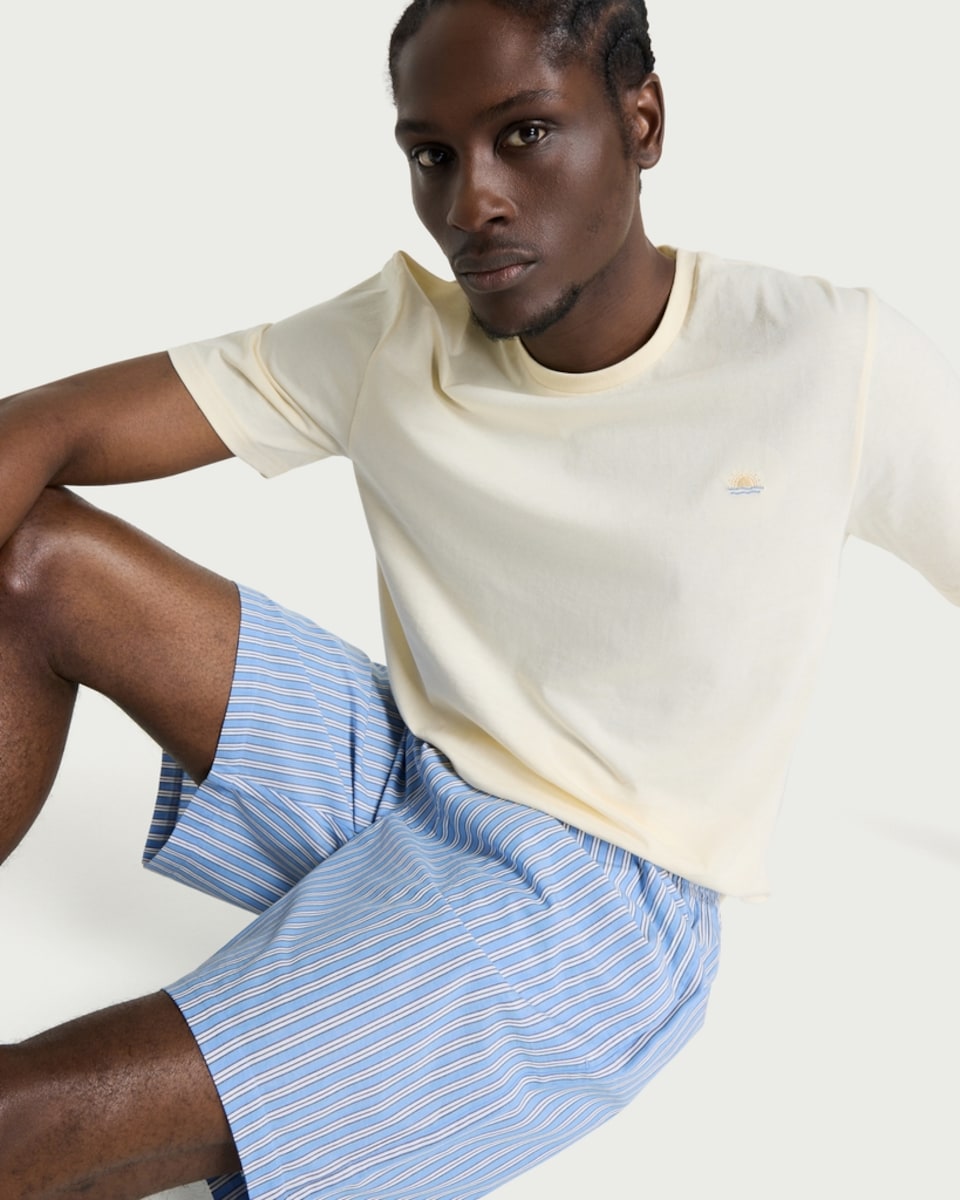 image 1 of F&F Pure Cotton Striped Short Pyjama Set in Multi