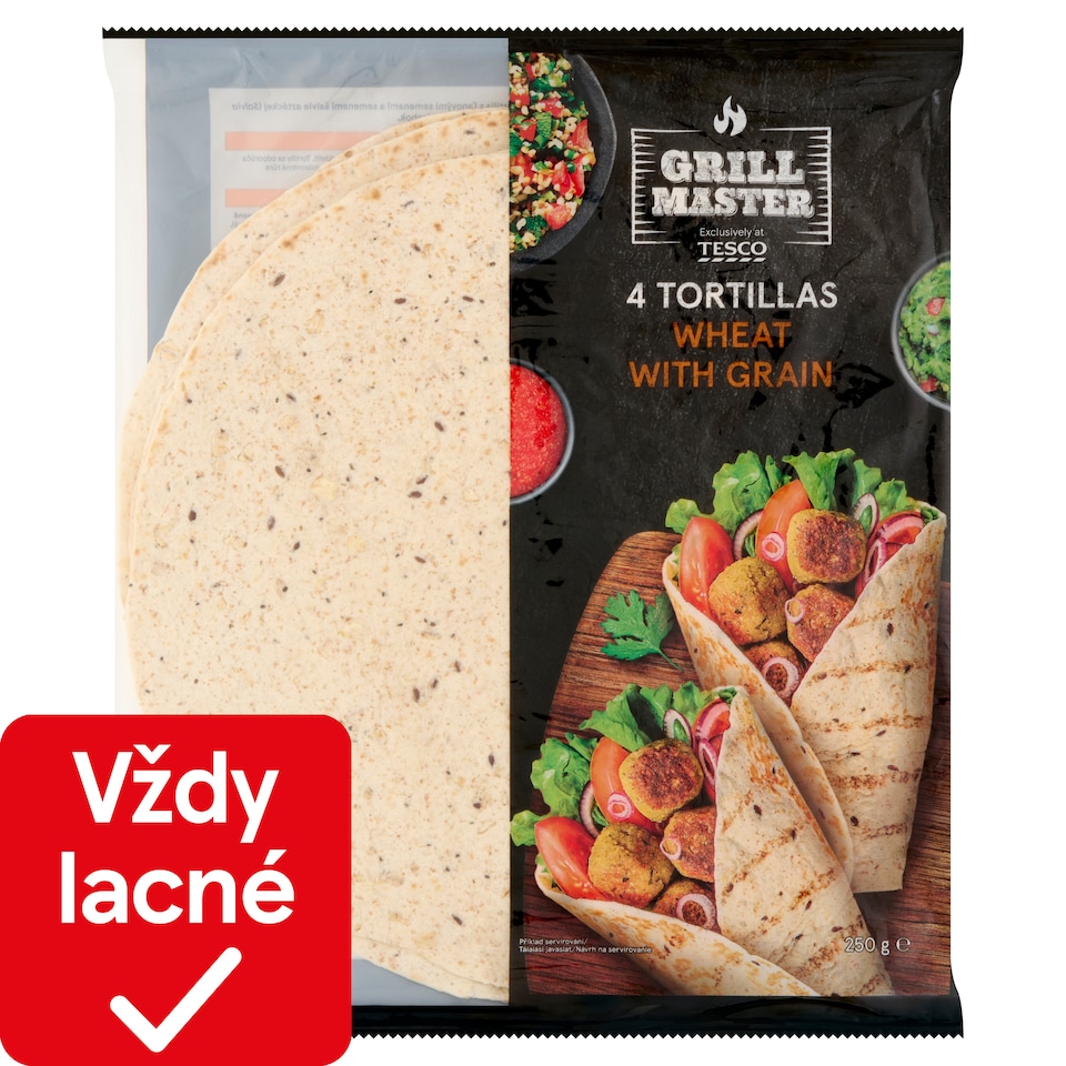 Tesco Wheat Tortillas with Grain 4 x 62.5 g (250 g)