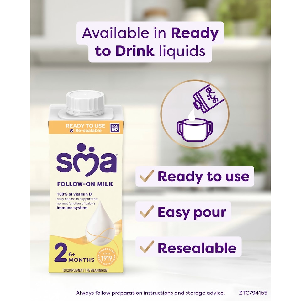 image 1 of SMA Follow-On Baby Milk 6 Mth+ Ready-To-Use Formula Milk 200 Ml