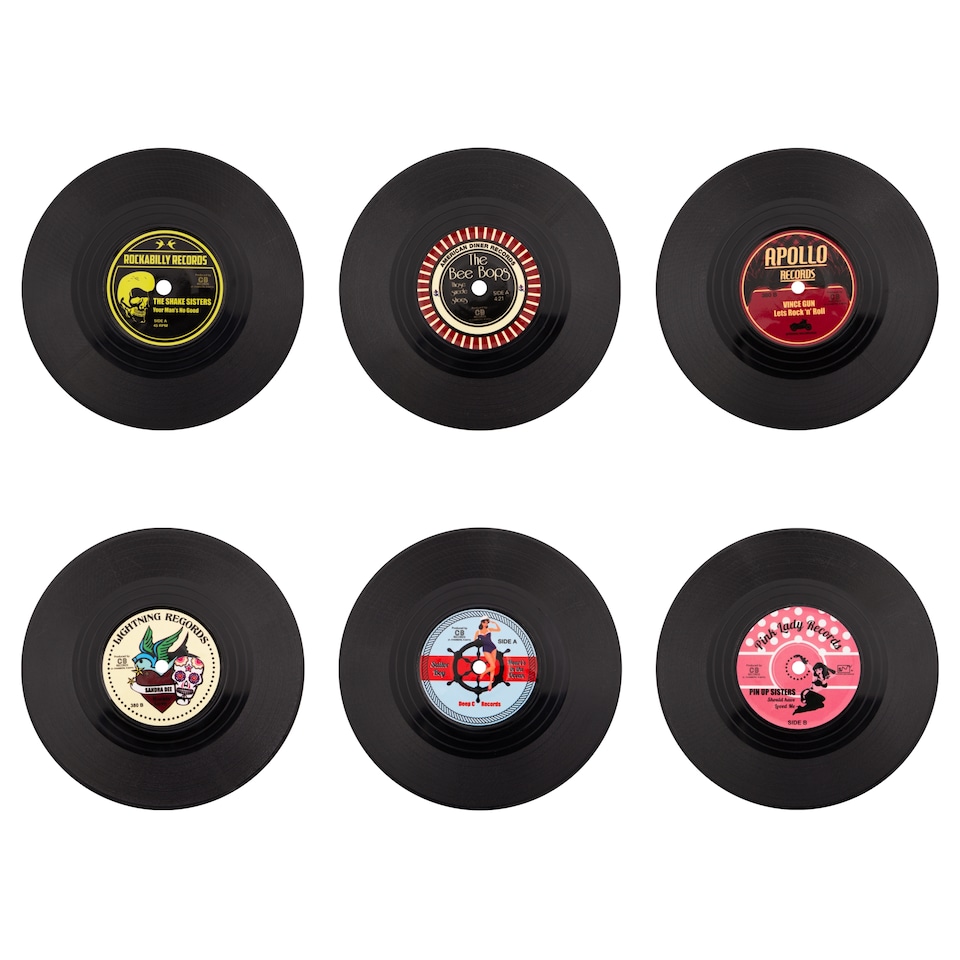 image 1 of Global Gizmos Retro Vinyl Record Coasters Gift Set