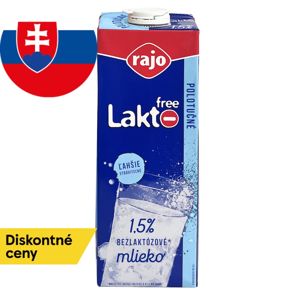 Rajo Lakto Free Mlieko polotučné 1,5% 1 l