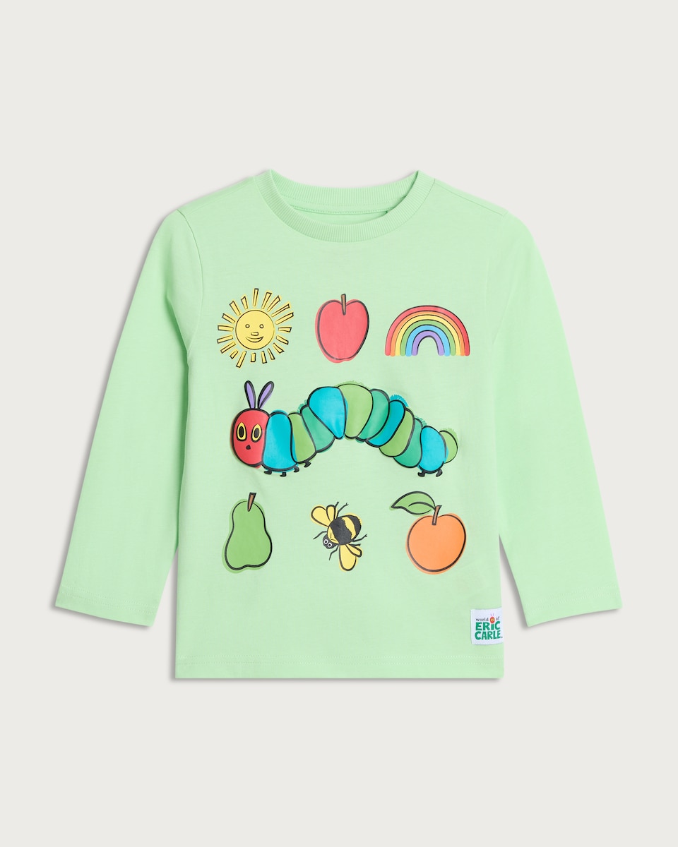 image 1 of The Very Hungry Caterpillar Pure Cotton Long Sleeved Top in Green