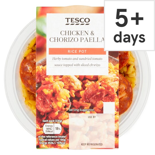 Tesco Rice Pot Chicken And Chorizo Paella 330G Tesco Groceries