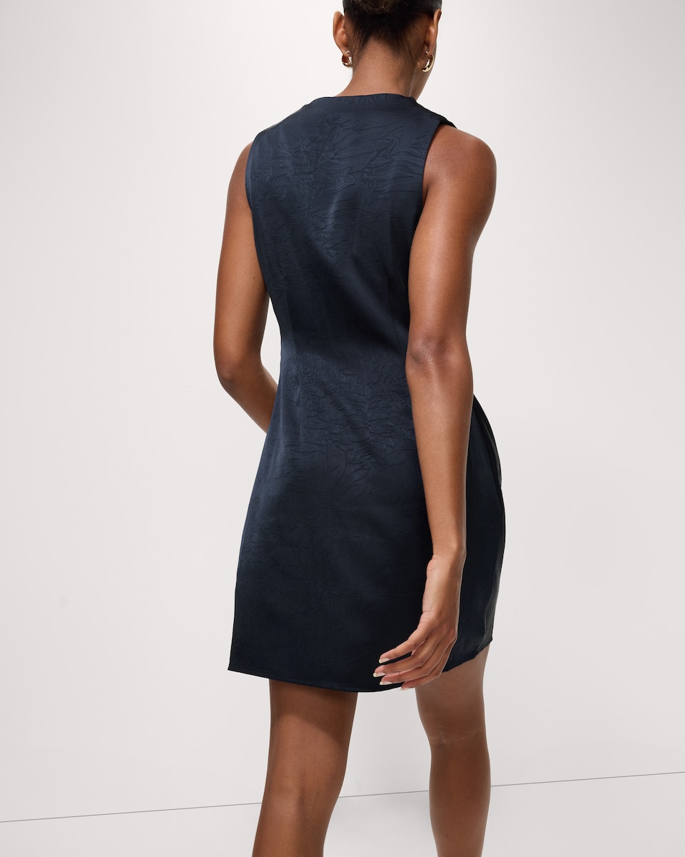 image 1 of F&F Satin Cowl Neck Mini Dress in Navy