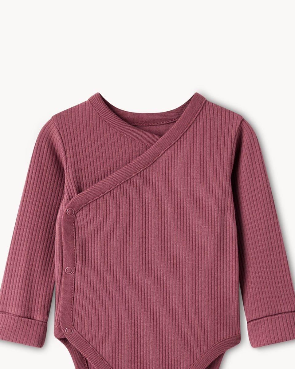 image 1 of F&F Baby 3-Pack Cotton-Rich Ribbed Long Sleeved Bodysuits in Mink