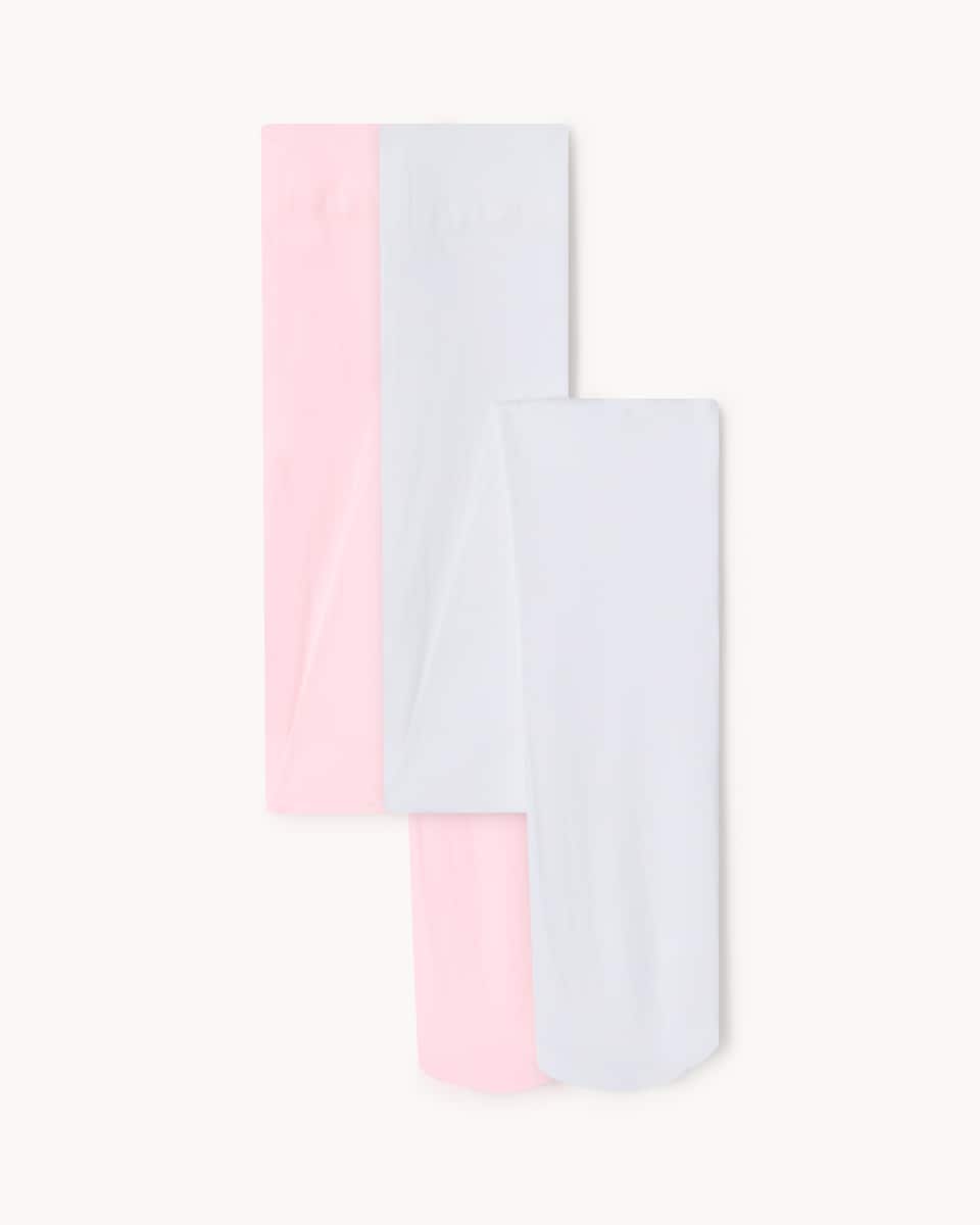 F&F Girls 2-Pack Ladder Resist 40 Denier Opaque Tights in Pink