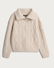image 4 of F&F Cable Knit Zip Front Cardigan with Wool in Cream