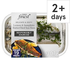 Tesco Finest Lemon and Samphire Butterflied Sea Bass 307g
