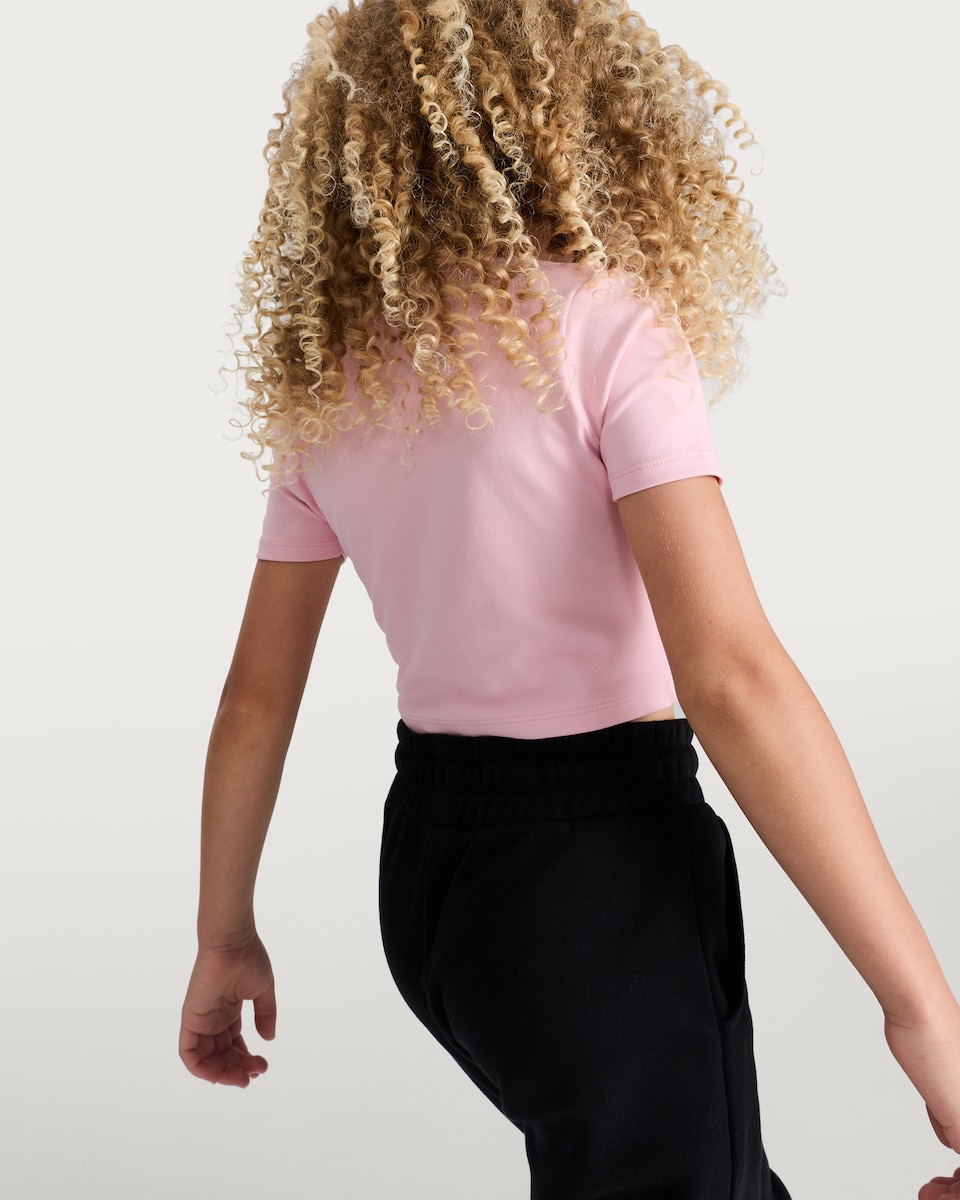 image 1 of F&F Active Girls Cropped Short Sleeved T-Shirt in Pink