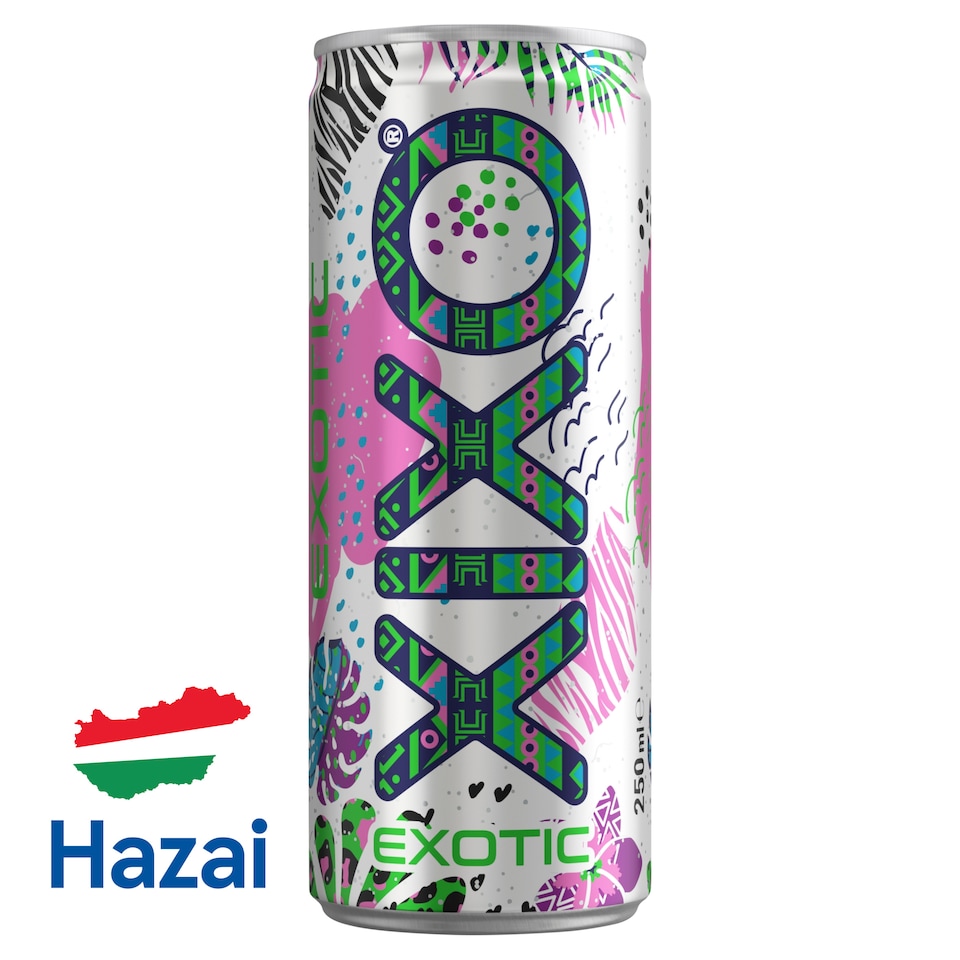 XIXO Exotic vegyes gyümölcs ízesítésű, szénsavas üdítőital cukrokkal és édesítőszerekkel 250 ml 1. kép