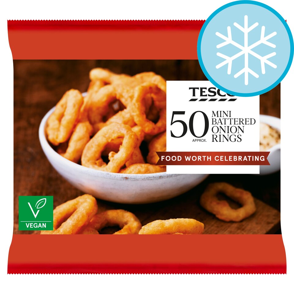Tesco 50 Frozen Mini Battered Onion Rings 425G Tesco Groceries