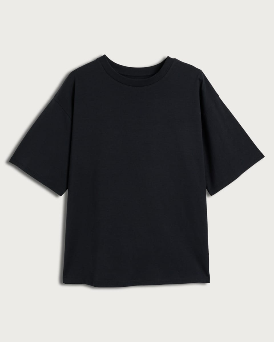 image 1 of F&F Pure Cotton Oversized Fit T-Shirt in Black