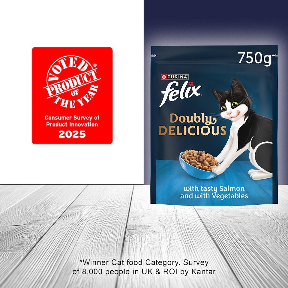 image 1 of Felix Dry Doubly Delicious Salmon & Vegetables Cat Food 750g