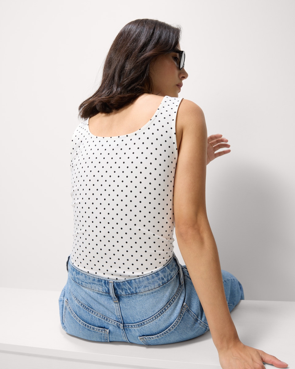 image 1 of F&F Polyamide Polka Dot Bodysuit in Multi White