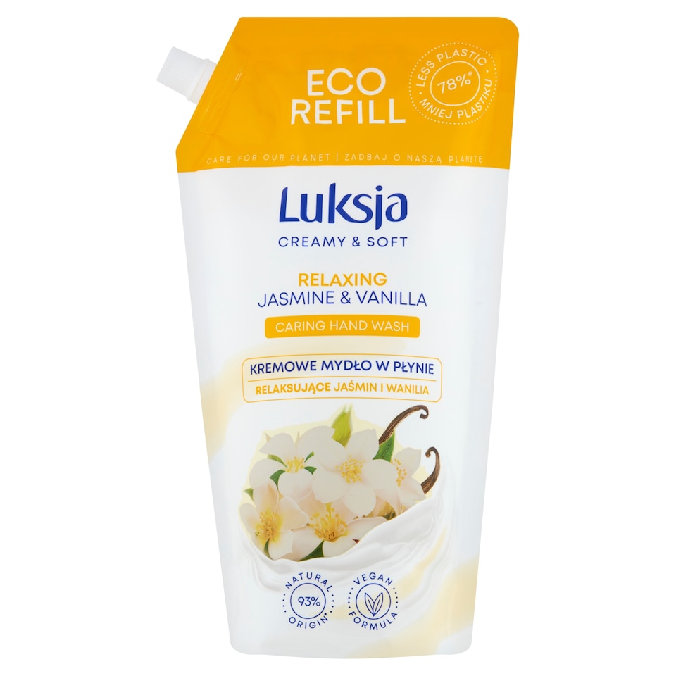 Luksja Creamy & Soft relaxáló hatású folyékony szappan utántöltő jázminnal és vaníliával 900 ml  1. kép
