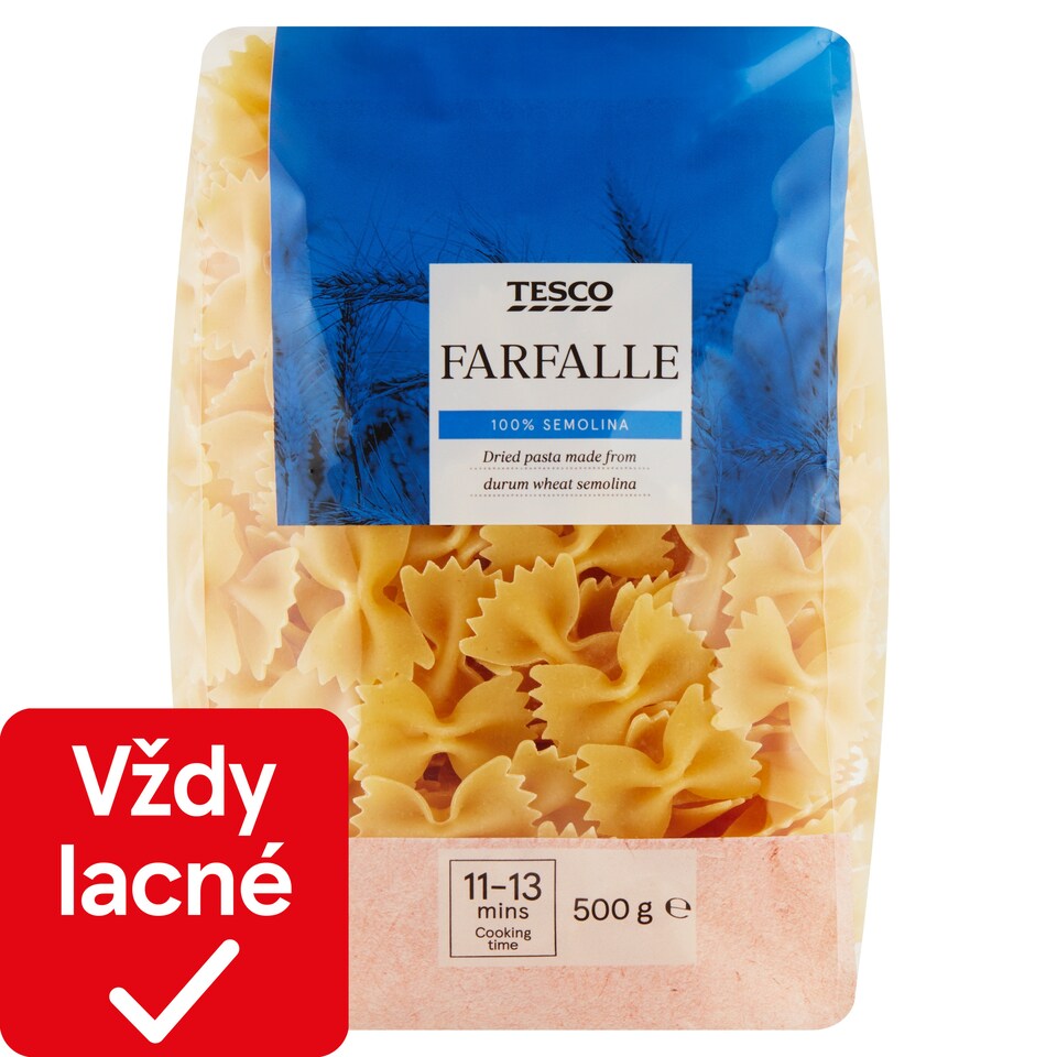 Tesco Farfalle semolinové sušené cestoviny 500 g