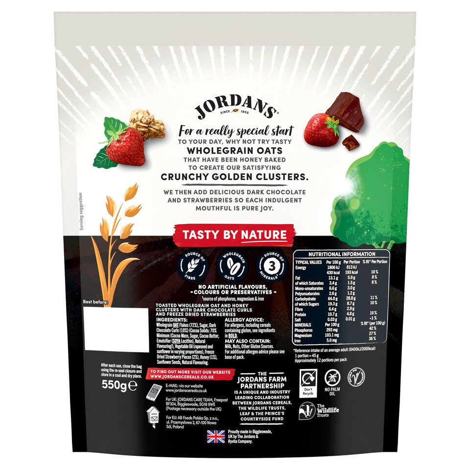 image 1 of Jordans Deluxe Dark Chocolate Granola & Strawberries 550G