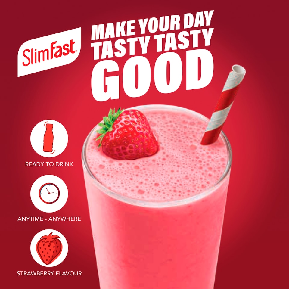 image 1 of SlimFast Strawberry 30g Protein Shake Multipack - 4 x325ml