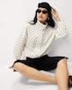 image 1 of F&F Pure Cotton Polka Dot Funnel Neck Track Jacket in Cream