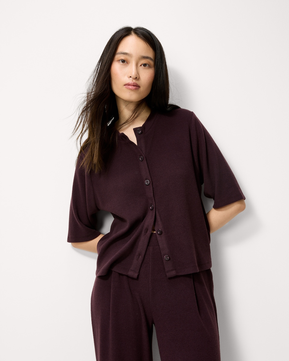 image 1 of F&F Brushed Button Up Top in Purple