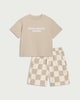 image 4 of F&F Boys 2-Piece Pure Cotton T-Shirt and Shorts Set in Cream
