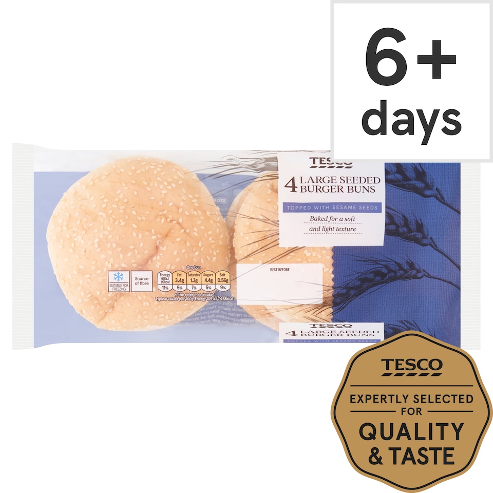 Tesco Seeded Large Burger Buns 4 Pack