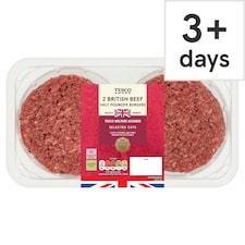 Tesco 2 British beef half pounder Burger 454g